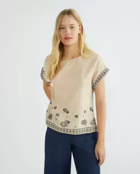 Однотонная блузка с короткими рукавами Zermatt, бежевый