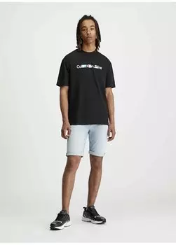 Однотонная черная мужская футболка J30J325195BEH Calvin Klein Jeans, черный