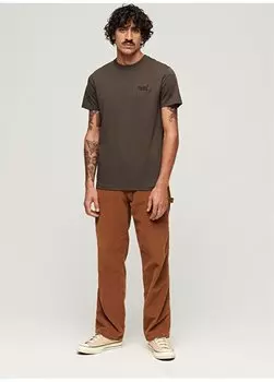 Однотонная черная мужская футболка с круглым вырезом M1011927A06A_ESSENTIAL LOGO EMB TEE Superdry, черный