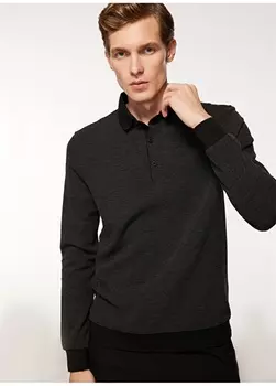 Однотонная черная мужская толстовка с воротником поло Fabrika Comfort