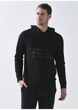 Однотонная черная мужская толстовка с воротником с капюшоном Fabrika