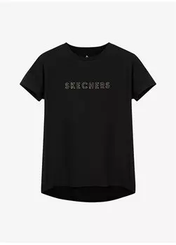 Однотонная черная женская футболка с круглым вырезом S231293-001 W Футболка с круглым вырезом и графикой Skechers, черный