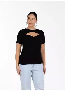 Однотонная черная женская футболка с круглым вырезом VANESSA Luokk, черный