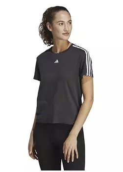 Однотонная черно-белая женская футболка с круглым вырезом Adidas