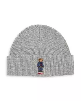 Однотонная джинсовая шапка-бини с медведем Polo Ralph Lauren, цвет Gray