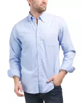 Однотонная фланелевая спортивная рубашка Brooks Brothers, синий