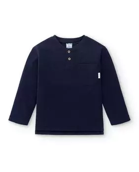 Однотонная футболка для мальчика с длинными рукавами Charanga, темно-синий