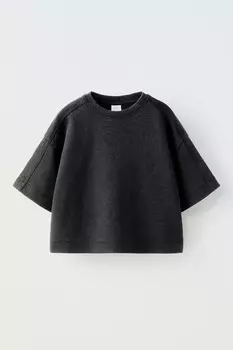 Однотонная футболка Interlock ZARA, черный