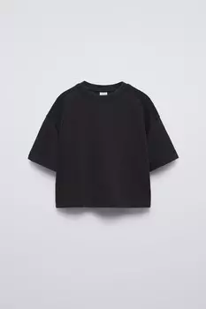 Однотонная футболка Interlock ZARA, черный