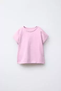 Однотонная футболка из плотного трикотажа ZARA, фиолетовый