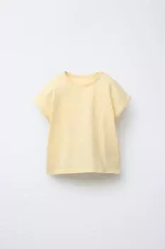 Однотонная футболка из плотного трикотажа ZARA, желтый