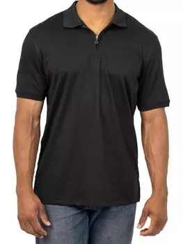 Однотонная футболка-поло с молнией на четверть Vellapais, черный