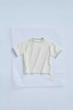 Однотонная футболка с контрастной отделкой ZARA, синий