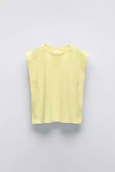 Однотонная футболка с нашивкой ZARA, желтый