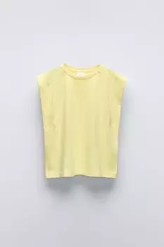 Однотонная футболка с нашивкой ZARA, желтый