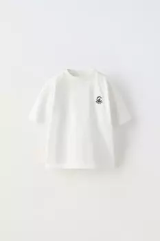 Однотонная футболка с вышитой ZARA, белый