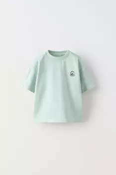 Однотонная футболка с вышитой ZARA, пастельно-зеленый