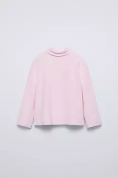 Однотонная футболка с высоким воротом ZARA, светло-розовый