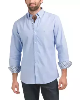 Однотонная хлопковая эластичная рубашка Pinpoint Tailorbyrd, синий