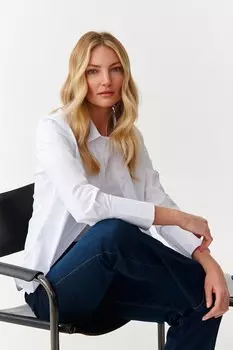 Однотонная хлопковая рубашка Tatuum, белый