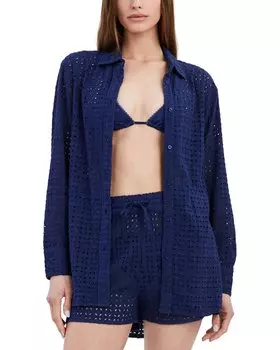 Однотонная и полосатая туника Oxford Solid & Striped, синий