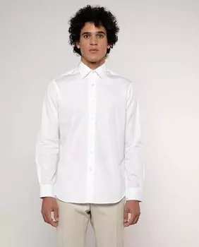 Однотонная классическая хлопковая мужская рубашка Mirto, белый