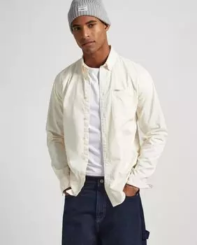Однотонная классическая мужская рубашка белого цвета Pepe Jeans, белый