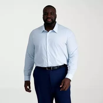 Однотонная классическая рубашка классического кроя Big & Tall Haggar Smart Wash, цвет Blue Graphic Check