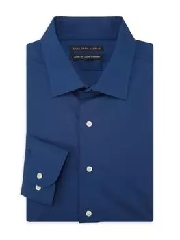 Однотонная классическая рубашка классического кроя Saks Fifth Avenue, темно-синий