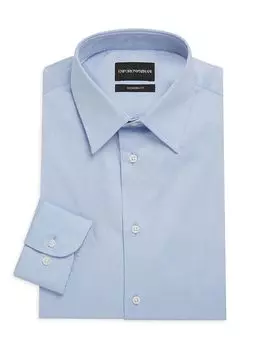 Однотонная классическая рубашка современного кроя Emporio Armani, серый
