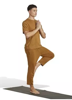 Однотонная коричневая мужская футболка с круглым вырезом Adidas