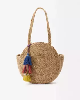 Однотонная круглая сумка через плечо с веревочной застежкой и декоративной подвеской Parfois, коричневый