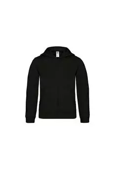 Однотонная куртка с капюшоном на полной молнии B&C, черный