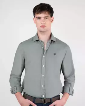 Однотонная льняная мужская рубашка El Ganso, зеленый