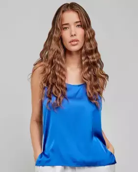 Однотонная майка из атласной ткани Gisela, синий