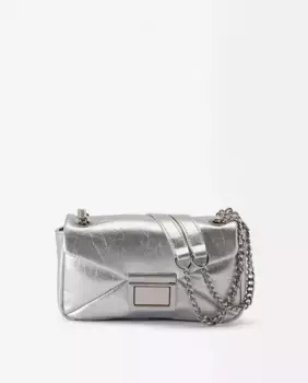 Однотонная многопозиционная сумка для вечеринок металлического цвета с застежкой на пуговицы Parfois, серебряный