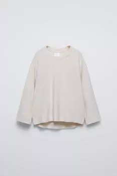 Однотонная мягкая футболка на ощупь ZARA, бежевый