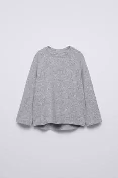 Однотонная мягкая футболка на ощупь ZARA, серый мергель