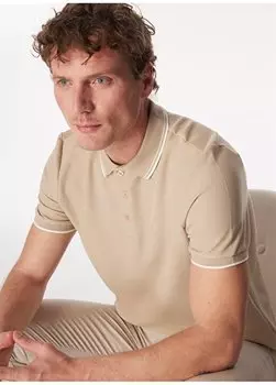 Однотонная мужская футболка-поло бежевого цвета FC4SM-TST 0360 Fabrika Comfort, бежевый