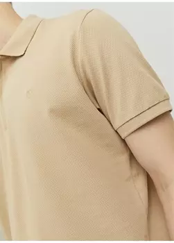 Однотонная мужская футболка-поло бежевого цвета Jack & Jones