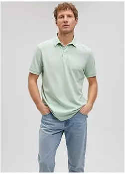 Однотонная мужская футболка-поло бирюзового цвета M0611902-71459_ФУТБОЛКА-ПОЛО Mavi