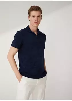 Однотонная мужская футболка-поло темно-синего цвета ALIZA Fabrika, темно-синий
