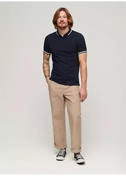 Однотонная мужская футболка-поло темно-синего цвета M1110387A98T_SPORTSWEAR RELAXED TIP Superdry, темно-синий