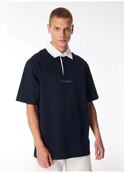Однотонная мужская футболка-поло темно-синего цвета DM0DM18924C1G Tommy Jeans, темно-синий