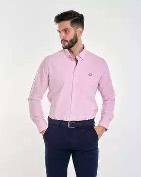 Однотонная мужская оксфордская рубашка обычного размера Spagnolo, розовый