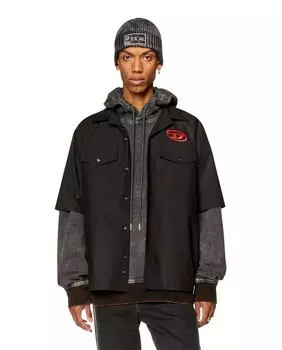 Однотонная мужская рубашка из поплина черного цвета Diesel, черный