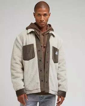 Однотонная мужская рубашка классического кроя натурального цвета Lee