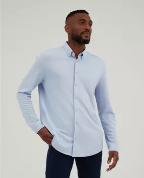Однотонная мужская рубашка классического кроя светло-голубого цвета Sepiia, светло-синий