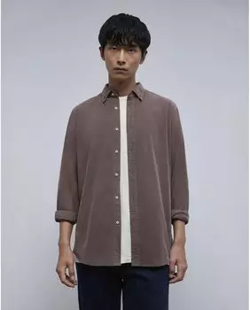 Однотонная мужская рубашка обычного кроя бордового цвета Scalpers, бордо