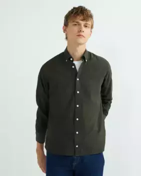 Однотонная мужская рубашка-оксфорд классического кроя Hackett, зеленый